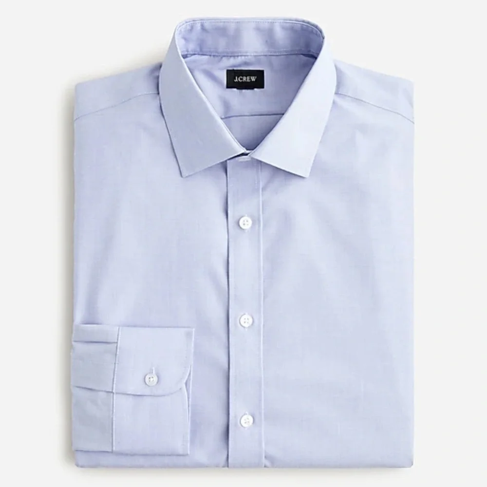 J crew slim fit Bowery wrinkle free stretch cotton shirt fair weather blue